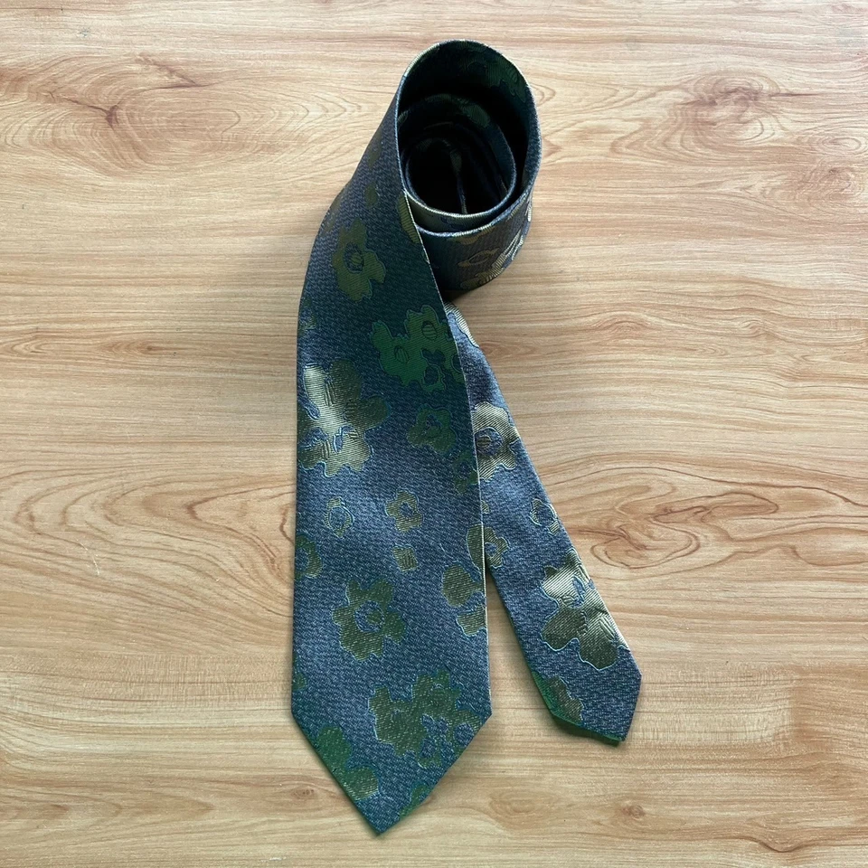 CORBATA JAPÓN SEDA HOMBRE VINTAGE ORO FLORAL LISO 55" Largo x 3.2" Ancho (T015) Foto 3 de 4