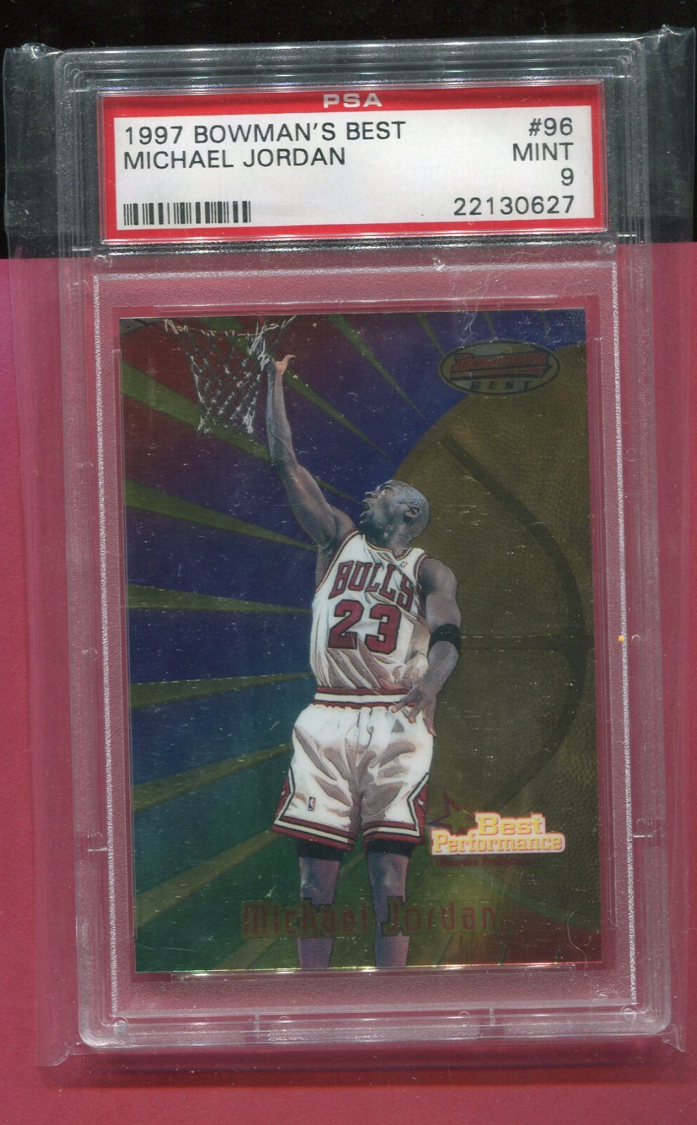 MICHAEL JORDAN CHICAGO BULLS 1997 BOWMAN'S BEST BASKETBALL CARD #96 PSA 9 MINT