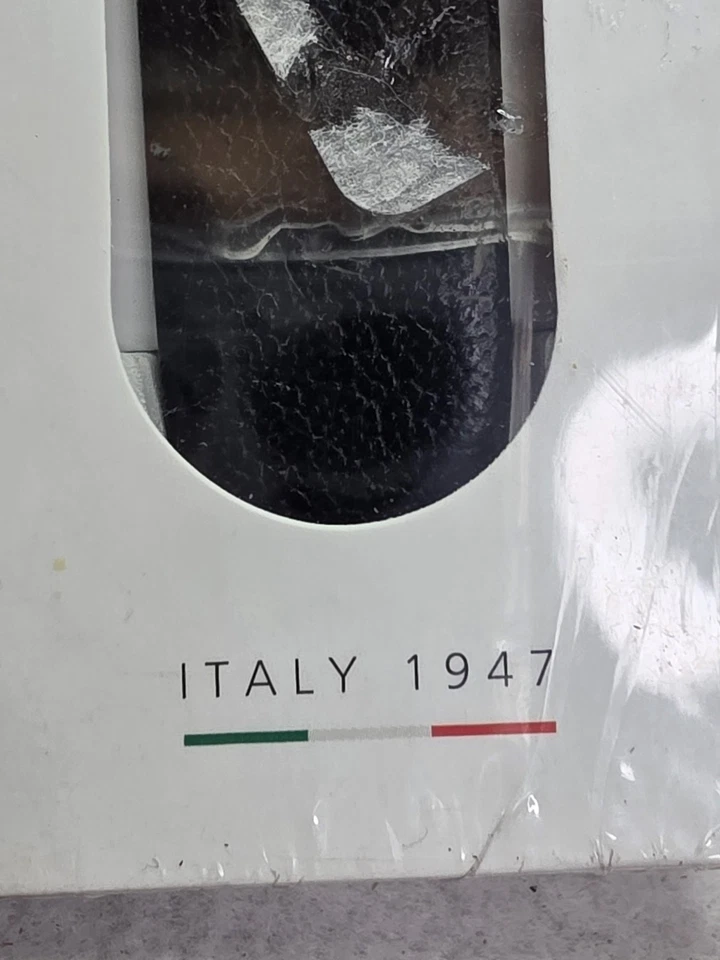 Lambretta Cesare 42 esfera negra en cuero negro y banda de malla plateada conjunto dúo ¡NUEVO EN CAJA! Foto 4 de 4