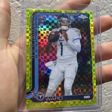 2025 Topps Chrome Cam Ward Lime Green X Fractor Refractor SP RC Titans Rookie