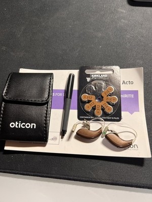 Pair of Oticon Acto Pro miniRITE T BrownColor  With Case and Battery s