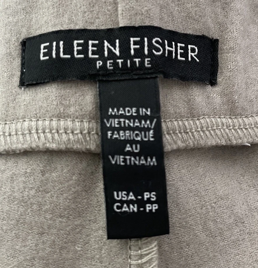 EILEEN FISHER Felted Wool Jersey Wide Leg Pants Beige Size Small Petite - Image 3 of 4