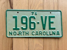 1971 North Carolina License Plate