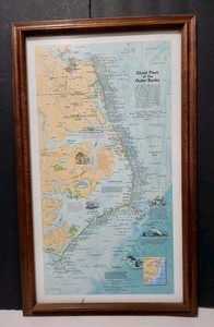 Vintage Map - Ghost Fleet Of The Outer Banks - National Geographic Nice Frame