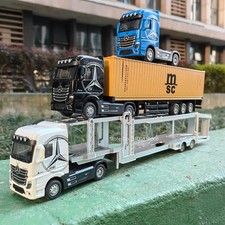 1:50 Large Diecast Alloy Truck Car Model Toys Container Pull Back Sound And Ligh