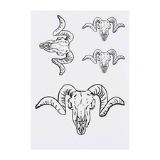 4 x 'Ram Skull' Temporary Tattoos / Transfers TO00033633 
