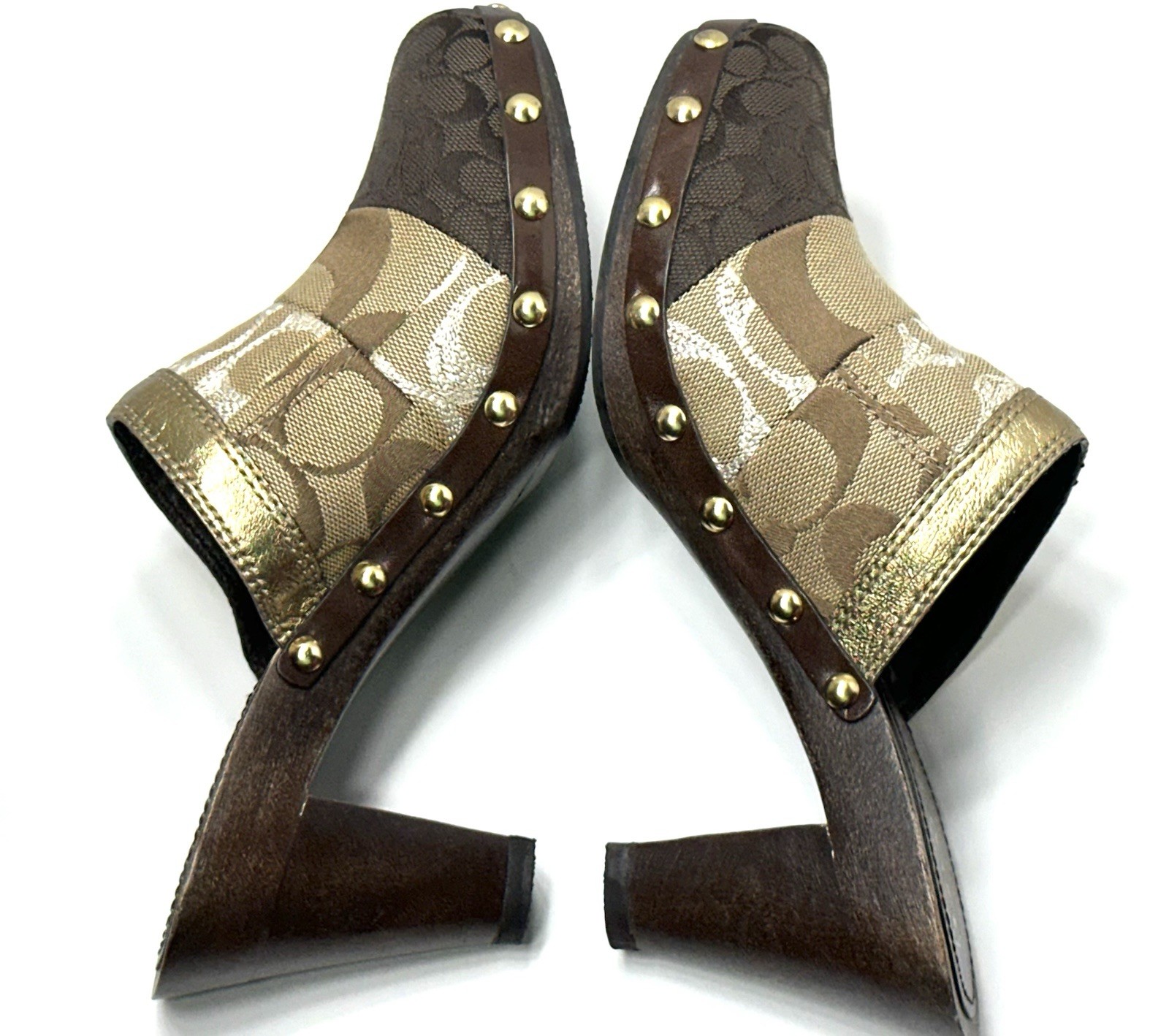 COACH Logo Clogs Heels Patchwork Studded Mules Wo… - image 10