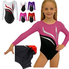 Girls Long Sleeves Gymnastics Leotard Ballet Dance Bodysuit Unitard Dancewear