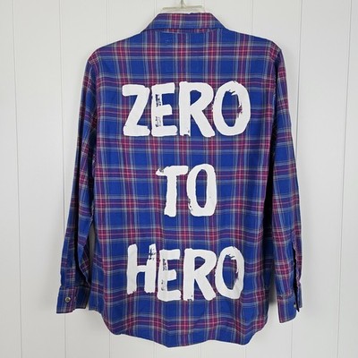 Disney Cakeworthy Shirt Hercules Zero To Hero Graphic Plaid Button Up  Medium 