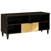Tv-SchräNk Schwarz Und Gold 100 X 33 X 46 Cm Holzwerkstoff Tv-SchräNk Medienlage