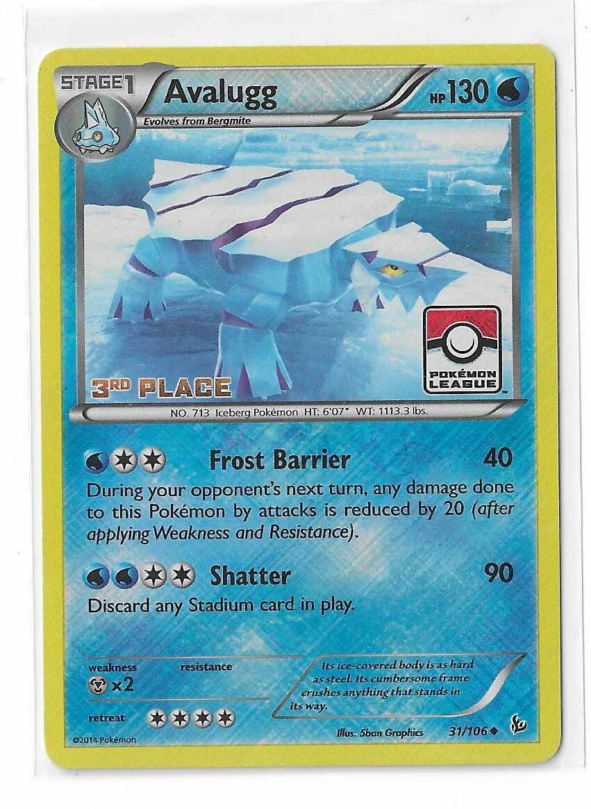 Avalugg 31/106 3rd Place League Stamped Promo Crosshatch Flashfire Pokemon NM