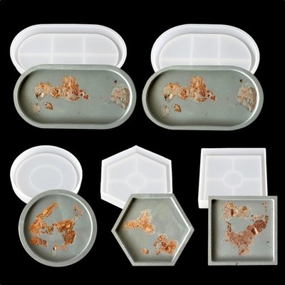 Epoxidharz Silikonform Set, 5-teilig, Rund, Quadrat, Sechseckig, Wohnaccessoires