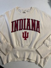 Indiana Hoosiers Cropped Sweatshirt Womens Large Cream IU Fleece Pullover