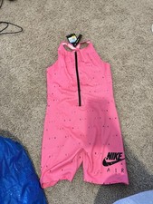Nike Air Women's Pink Athletic Sleeveless Outfit M, Logo Print, Zipper Closure