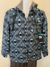 Tony Hawk Plaid Sherpa Lined Flannel Shirt Jacket Men's S Blue Green Black White