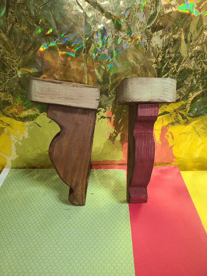 Par de soportes de estante de ménsula porche de granja de campo arándano de madera estilo vintage Foto 2 de 4