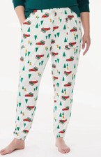 Joyspun Women's Plus Sz 3X 22W-24W Brushed Hacci Knit Sleep Jogger Winter White