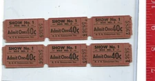 Vintage lot Freak Show #1 box no.2 admit one 40c tickets Riverview Park