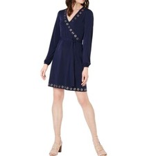 MICHAEL KORS NEW Women's Petites Grommet-detail Wrap Dress TEDO