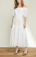 Veronica Beard Cali Dress White Eyelet Off the Shoulder Size 2 Retail 750