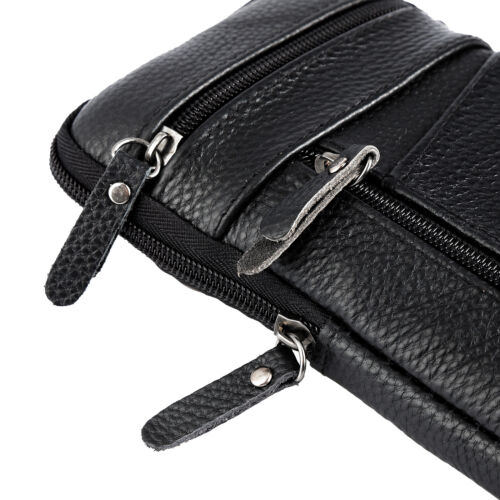 Leder Handytasche Herren kleine Umhängetasche Männerhandtasche Gürteltasche - Bild 9 von 11