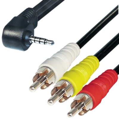 AV TV Kabel für Digitalkamera Camcorder Klinke Stecker Winkel - Cinch 1,5m