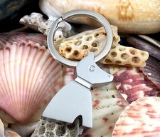 Dog Cremation Pendant Urn Keychain 1" Key Ring for Ashes Crystal Eye Keyring