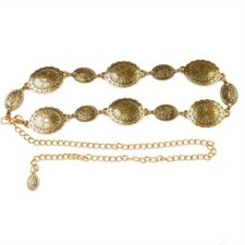 Gold/Silver Women's Waist Chain Adjustable Carved Chain Belt