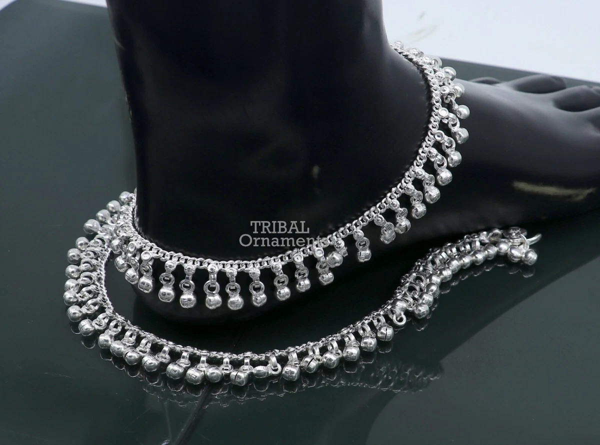 Silver ankle bracelet with bells clearance