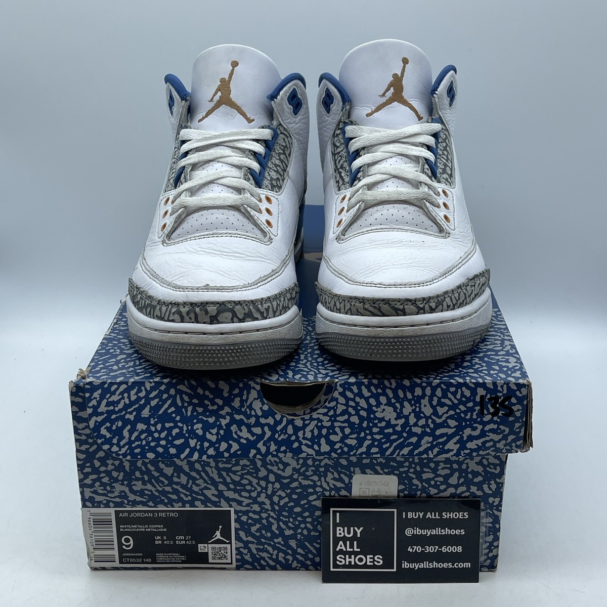 Size 9 - Jordan 3 Retro Mid Washington Wizards Blue White Grey