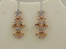 Round Cut Simulated Diamond Women's Drop/Dangle Earrings 14k Yellow Gold Plated