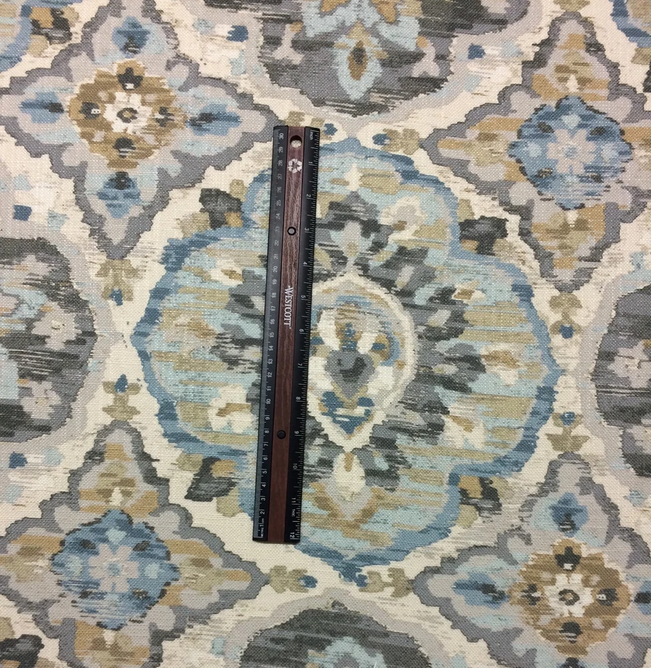 BALLARD DESIGNS BRISTOW BLUE FLORAL GEOMETRIC MULTIUSE FABRIC BY THE YARD 54" W - Image 3 of 4