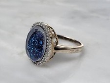 Sterling Silver Druzy And Clear Stones Ring Sz 10 6.2 g 12-I1104