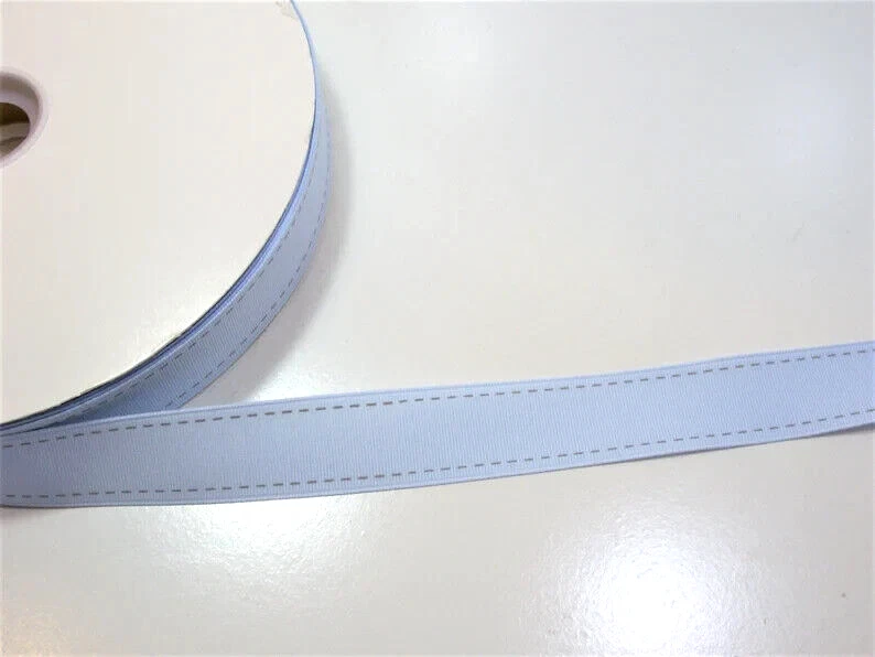 Light Blue Grosgrain Ribbon 1 inch wide x 10 yards Schiff Railroad Tracks B5 - Image 3 of 4