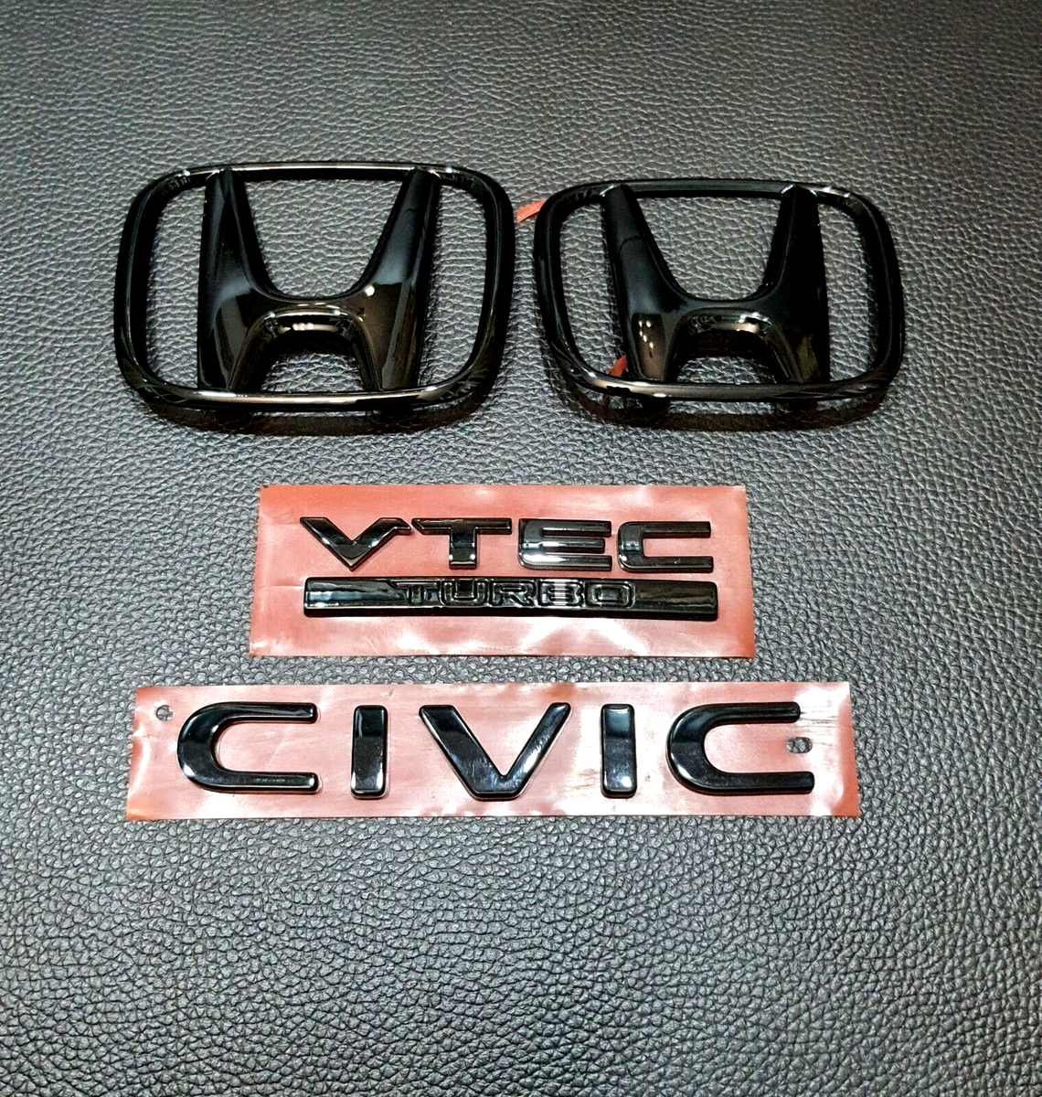 1 Set H CIVIC FE BLACK GLOSSY LOGO EMBLEM BADGE FOR REAR HONDA