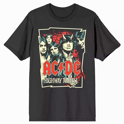NWT ACDC 'Highway to Hell' Premium Cotton T-Shirt - Officially Licensed - Black