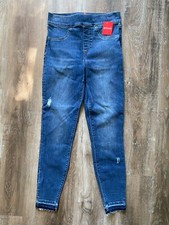 SPANX NEW Distressed Ankle Skinny Raw Hem Blue Jeans Women's Size Small NWT S 