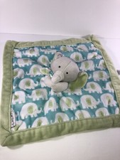 Carters Elephant Lovey Security Blanket Plush Animal Green Blue 2012 14"