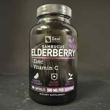 Elderberry Capsules  Vitamin C with Zinc 60 Count. 100Mg