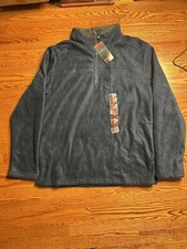 London Fog Mens Zip Fleece Pullover Jacket Sherpa Lined Full Zip Blue Size XL