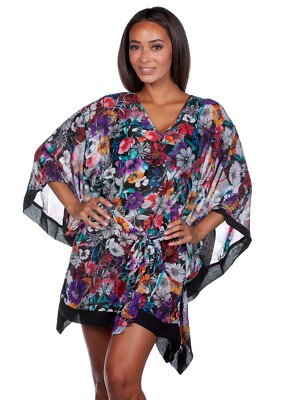 Panache Swim Annalise Kaftan Beach Cover Up Dress Black / Floral SW0845 |  eBay