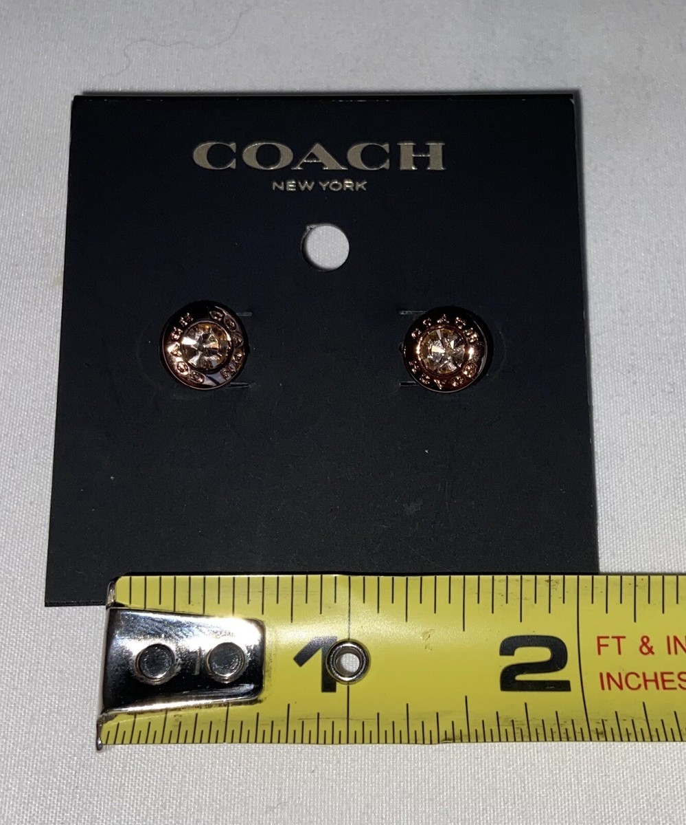 ★人気★【COACH】ROUND LOGO STUD EARRINGS Coach Women's Circle Stone Swarovski Crystal Stud Earrings