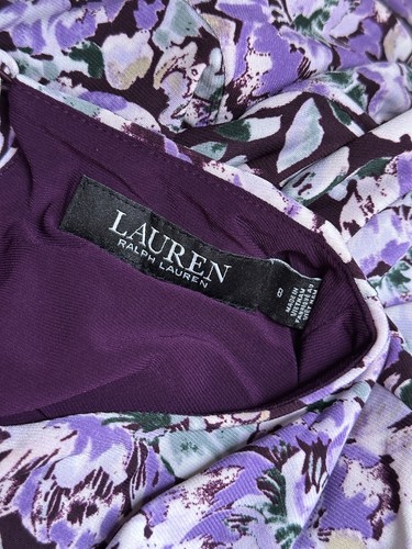 Lauren Ralph Lauren Dress US 8 Black Label Maxi Lilac Floral Heavy Jersey Knit - Picture 8 of 11
