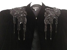 Cachet by Bari Protas Vintage Velvet Blk Bolero Beaded Jacket Vintage size 13/14