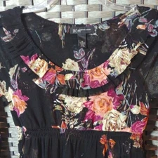 I.N.C. International Concepts Nylon Floral Blouse Empire Waist Medium (Petite) B