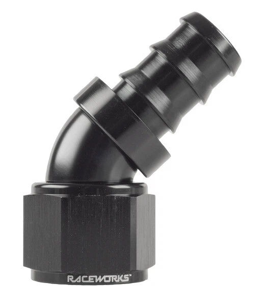 Raceworks RWF-402-10BK 10AN Push Lock 400 Series Swivel hose 45 Deg AN-10 Black - image 3 of 4