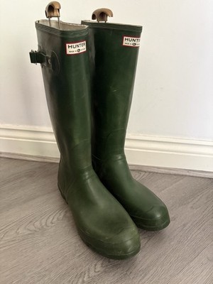 Hunter Vintage Made In Gates Scotland Herren Grün Gummistiefel - Größe UK 12