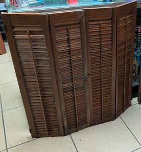 2 Vintage Plantation Window Shutters 38" x 18"  Wood Interior Louver Brown