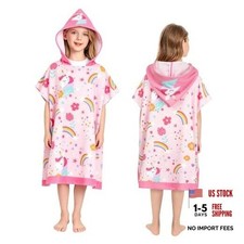 Hooded Beach Towels for Kids, Soft Absorbent Quick Dry Lightweight Pink