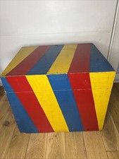 Vintage Drewniane paski Malowane pudełko Styl cyrkowy Etui do przechowywania zabawek, pudełko na buty,